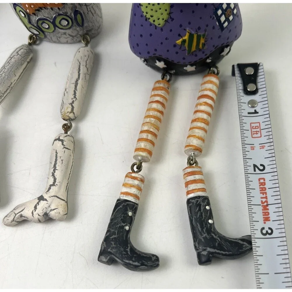 Halloween Dangle Legs Bat/Witch/Ghost Lot Of 3 Decorative Figures